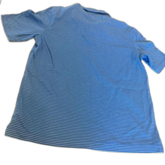Untuckit Axios Blue Striped Short Sleeve Polo Golf Preppy Shirt Med - Picture 3 of 8